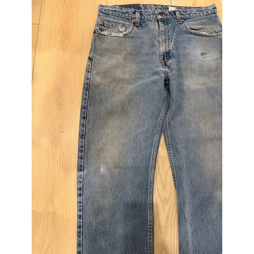 Levis 505 Regular Fit Straight Leg Jeans Mens‎ 33x30 Light Vintage Distressed